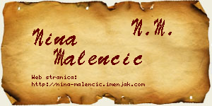 Nina Malenčić vizit kartica